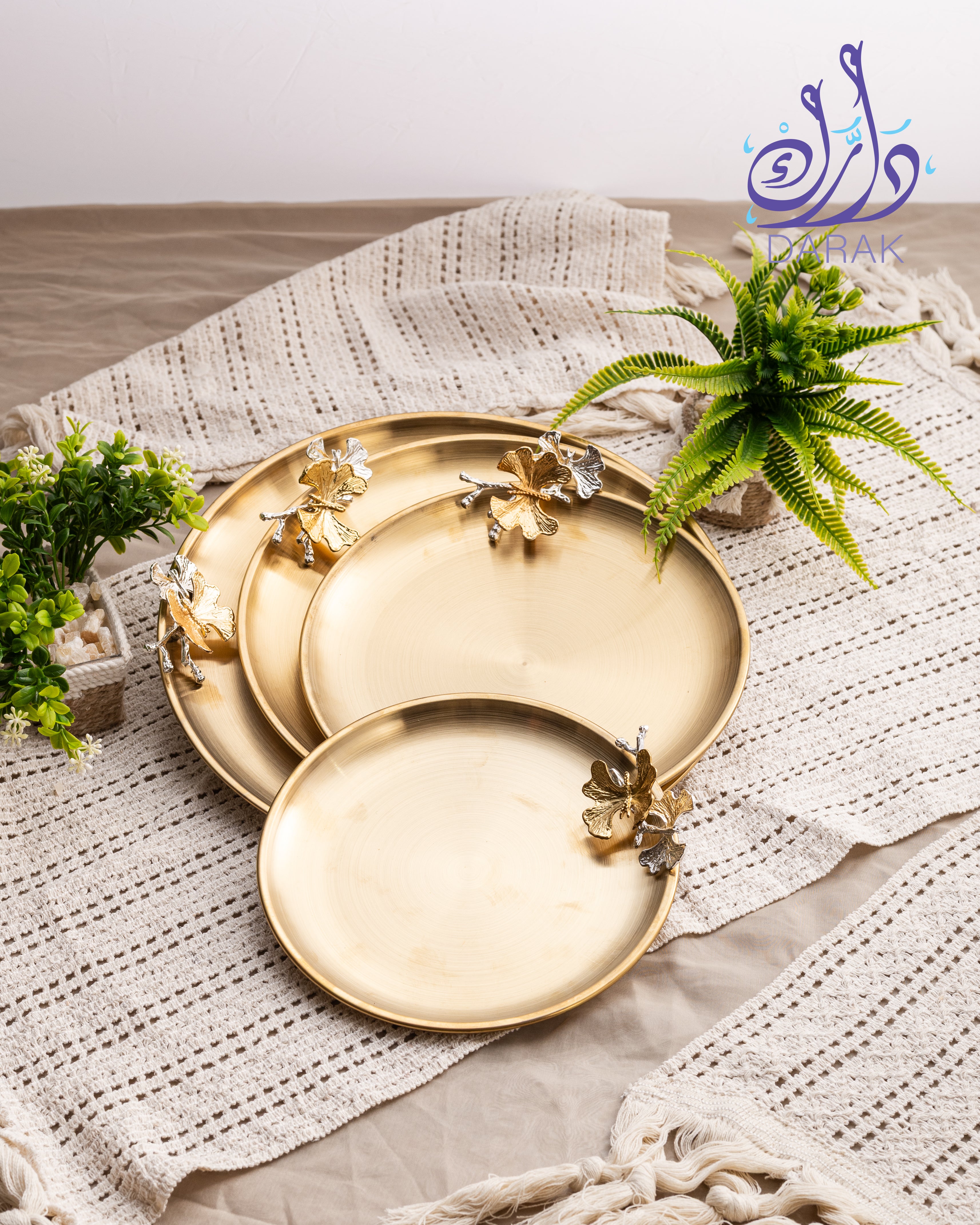Farasha Satin Brass Round Trio