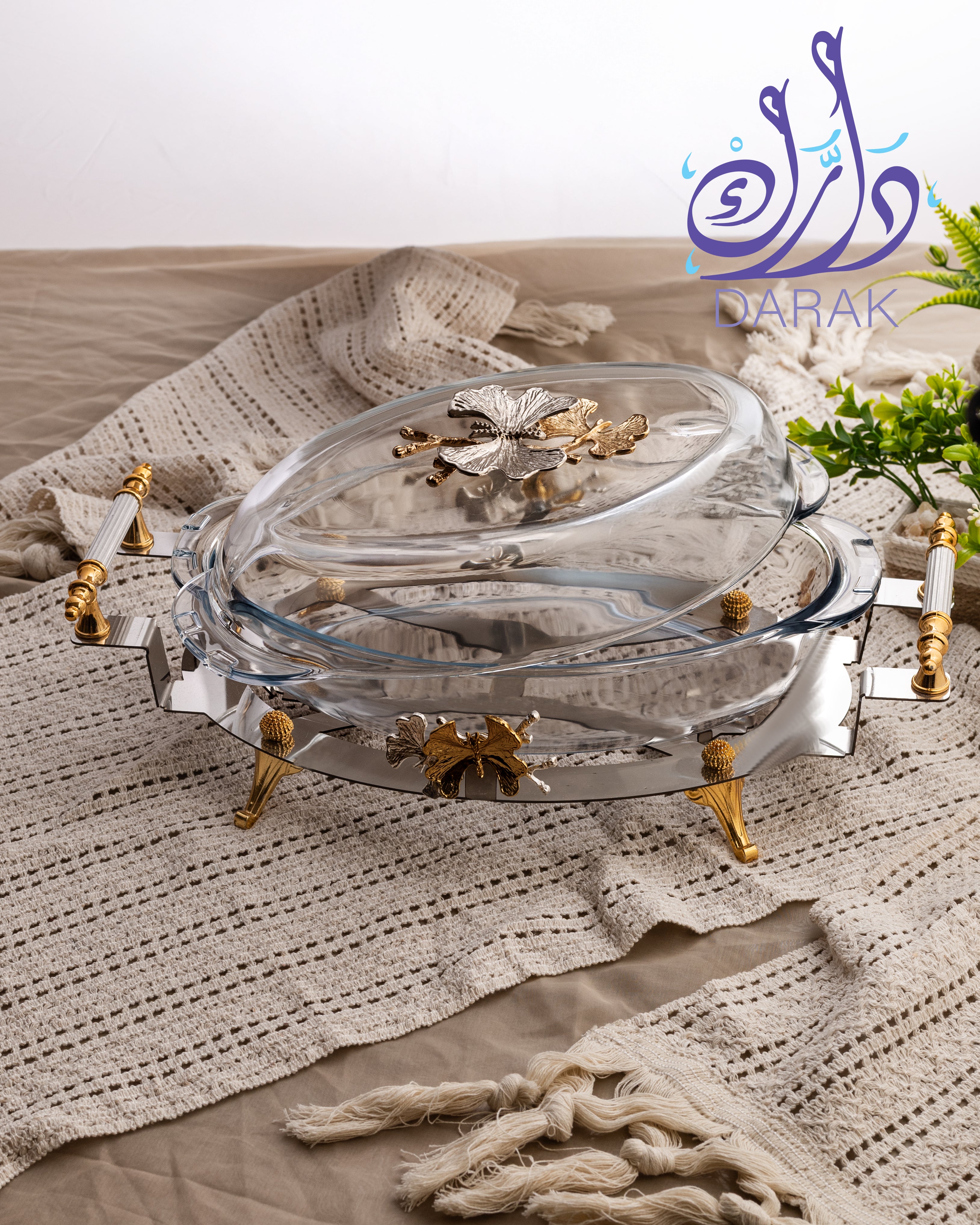Farasha Oasis Oval Casserole – Silver Stand