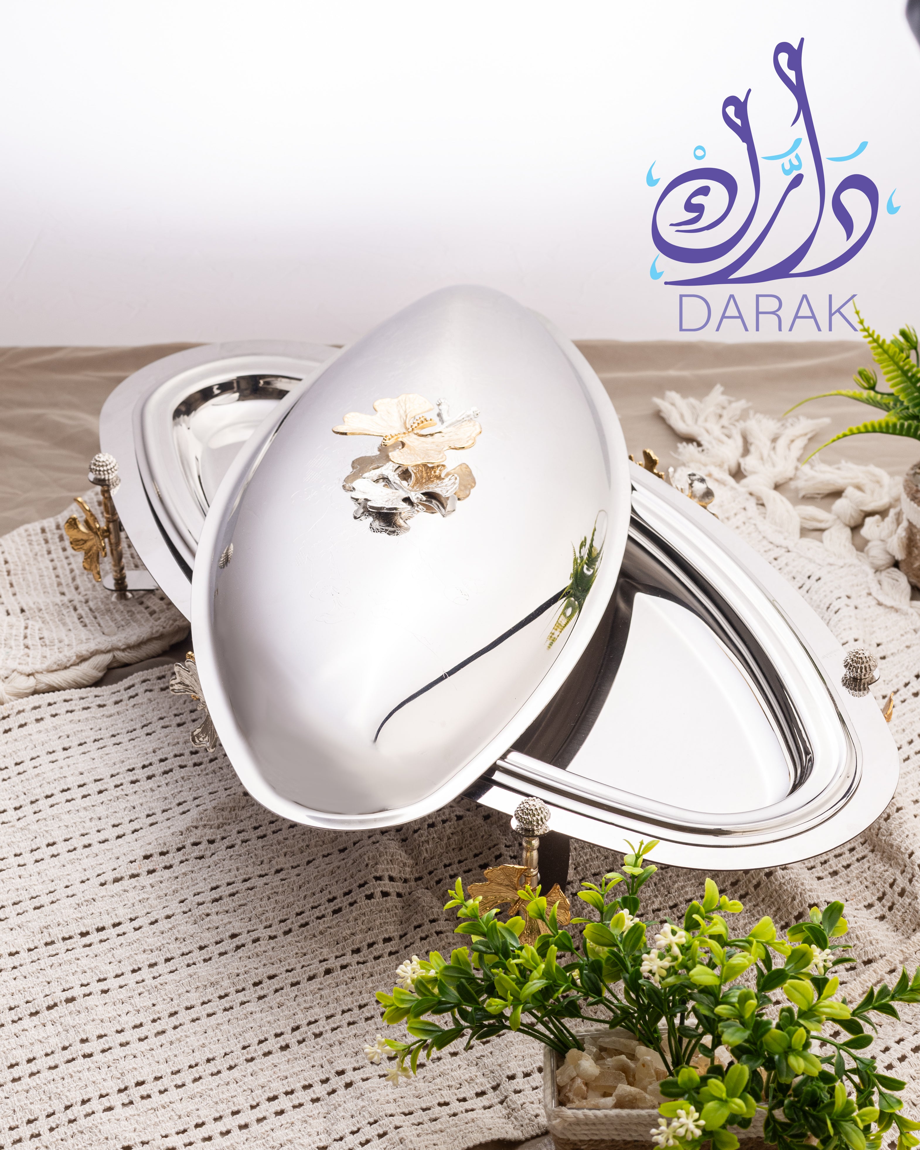 Farasha Pavilion Dome Server Silver With Lid