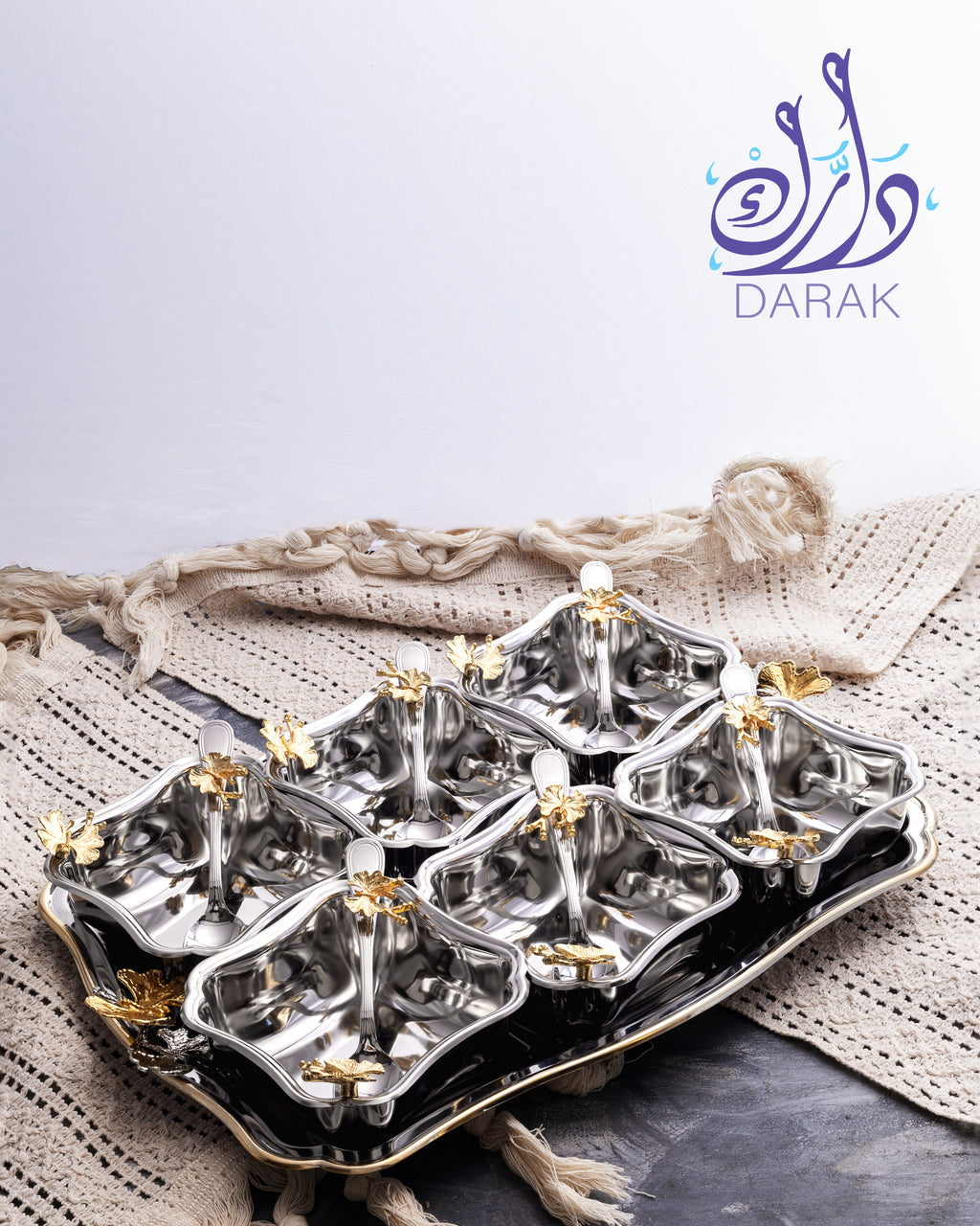 Farasha Square Bowl Set (6-Piece with Tray)