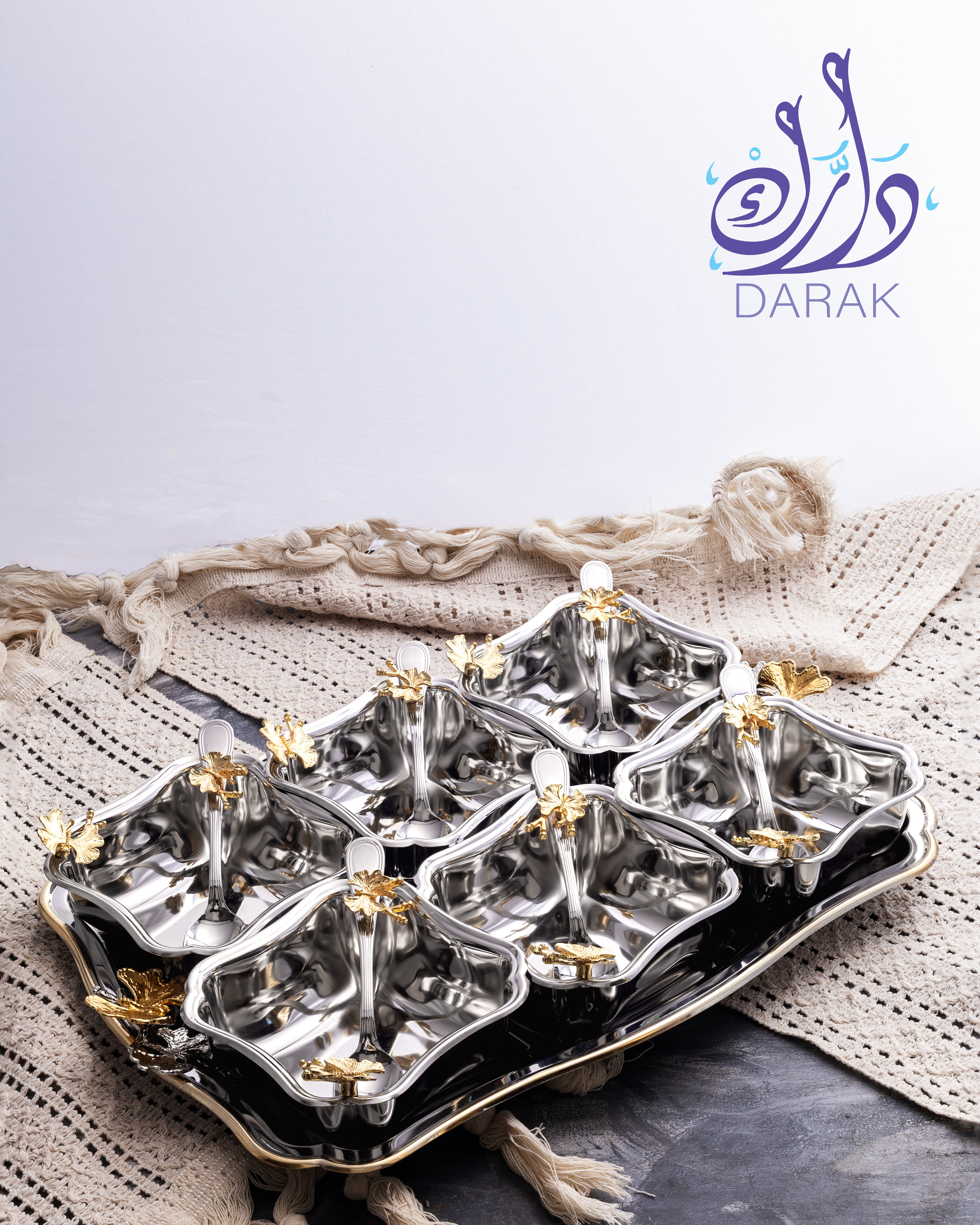Farasha Square Bowl Set (6-Piece with Tray)