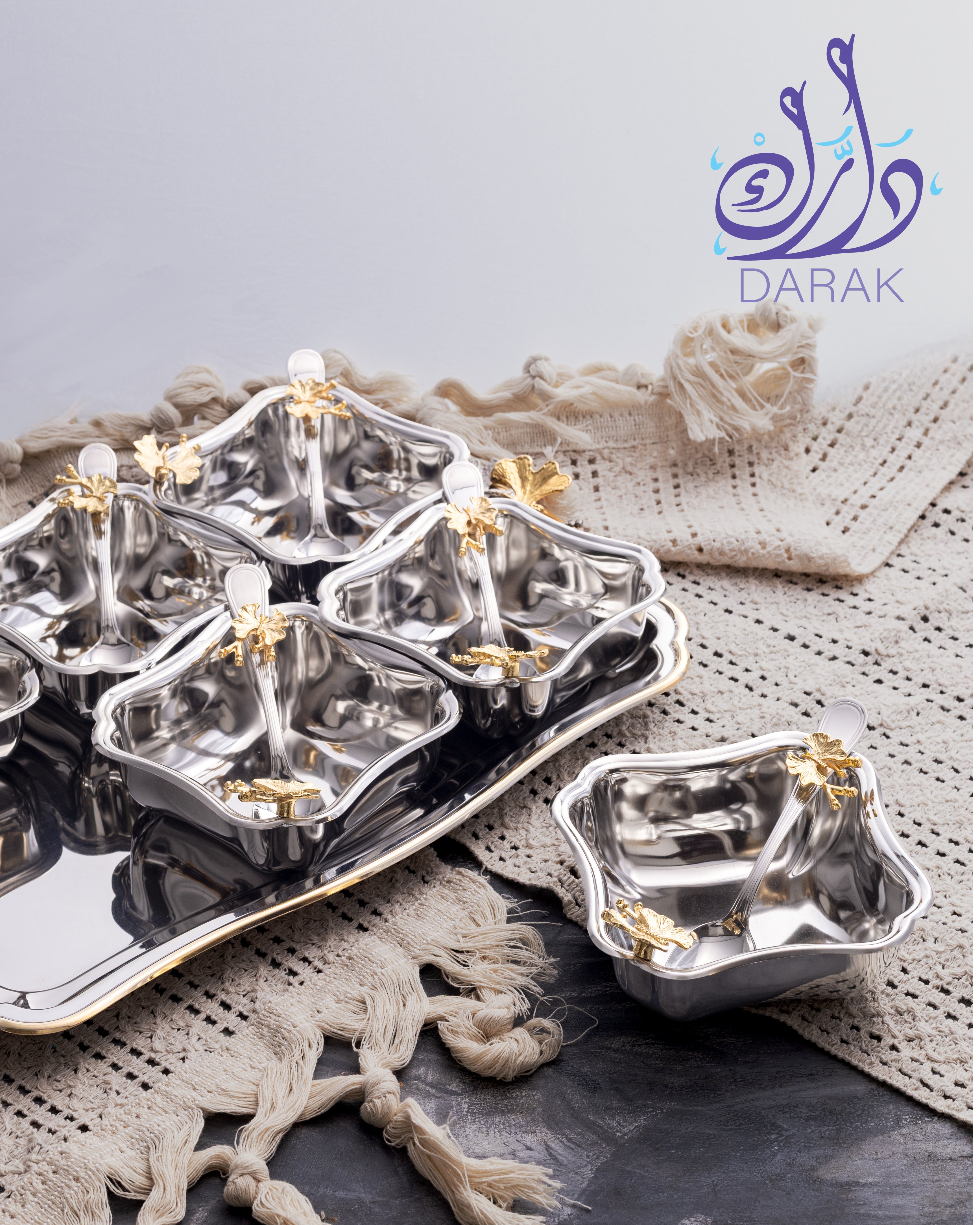 Farasha Square Bowl Set (6-Piece with Tray)