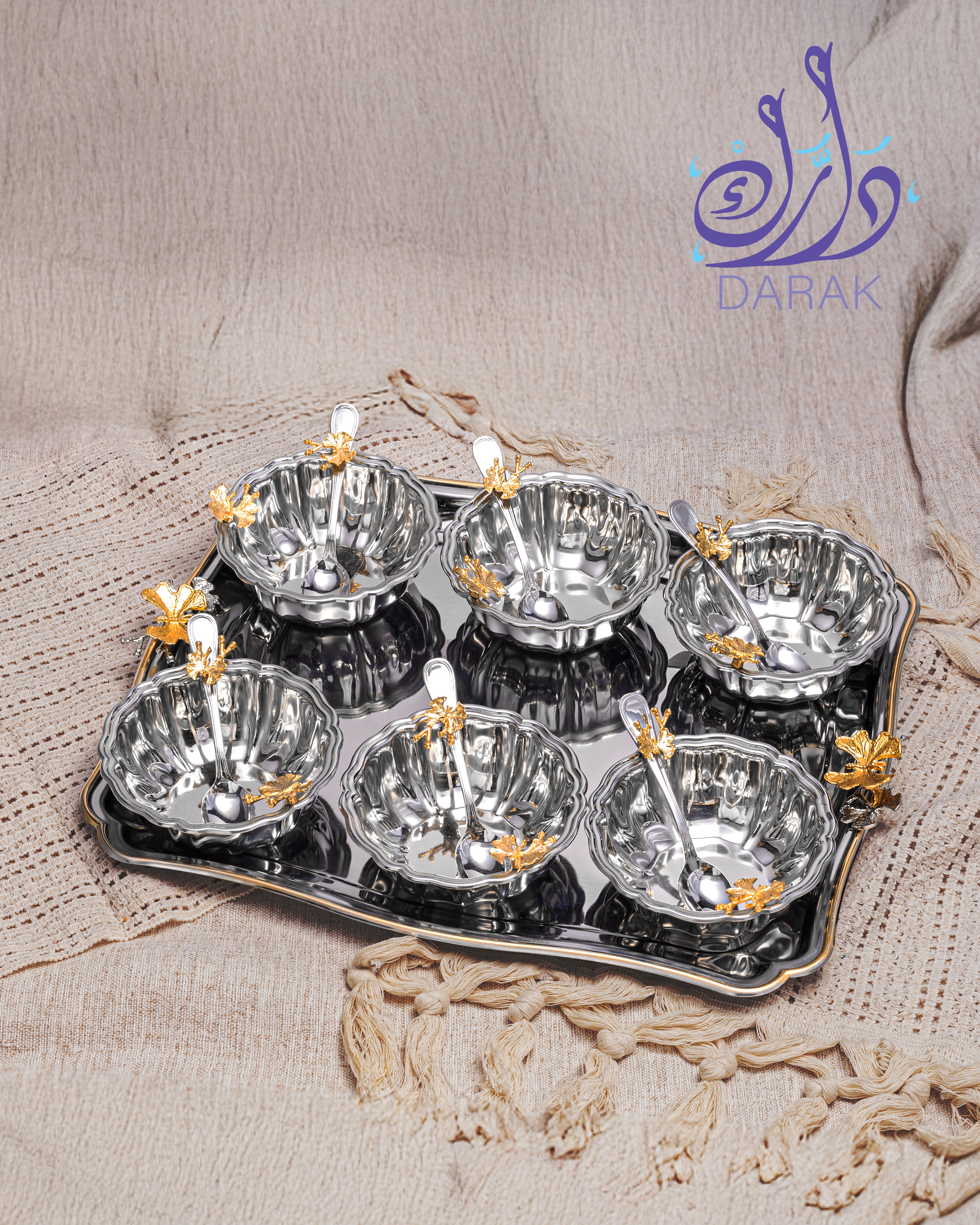 Farasha Petal Mini Circular Bowls Set with Tray