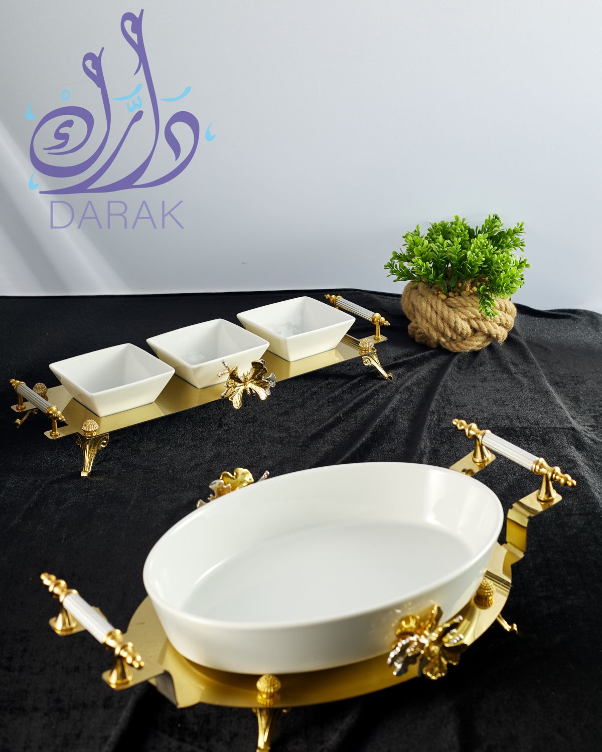 Farasha Oval Platter & 3-Section Dip Tray