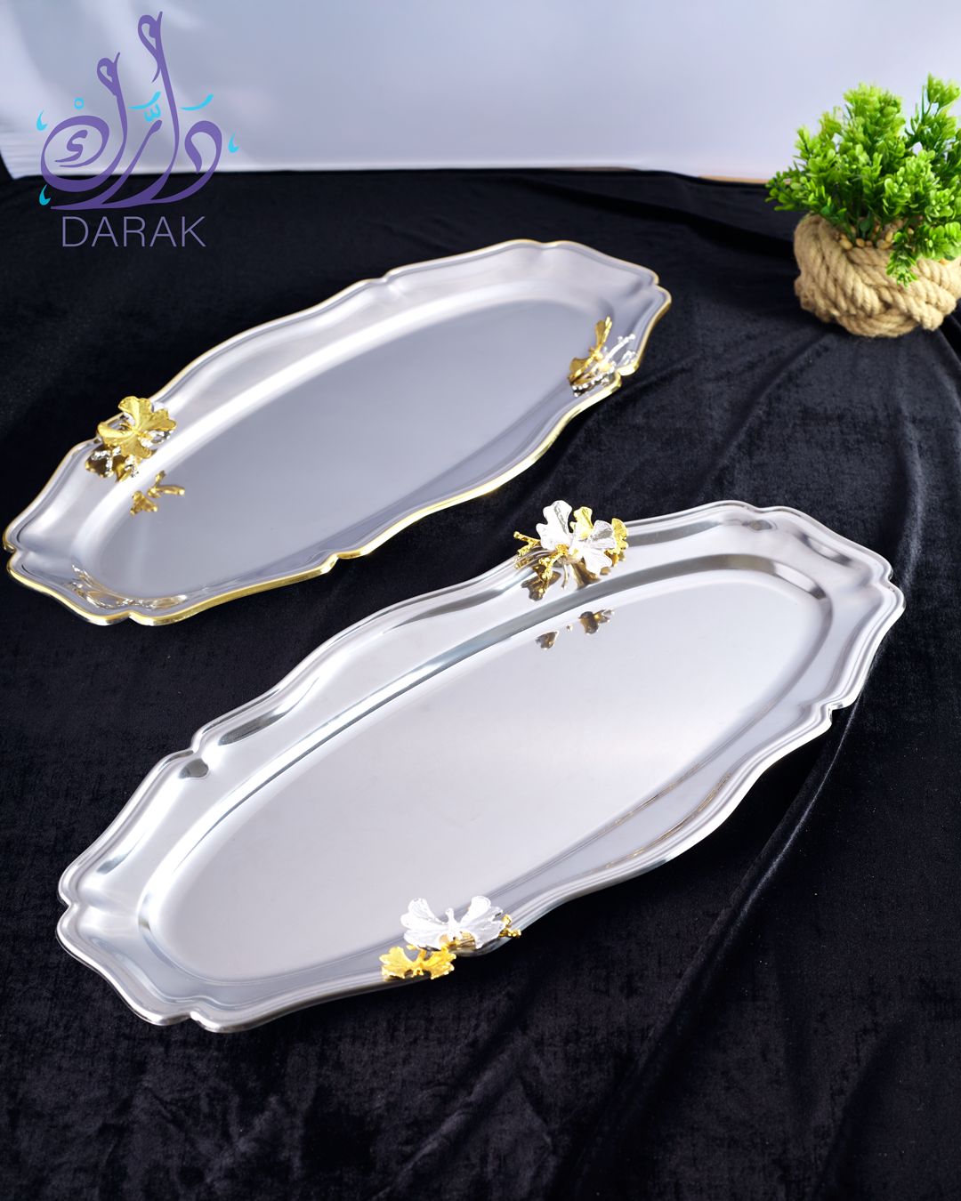 Scalloped Edge Butterfly Mirror Platters